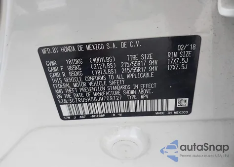 2018 Honda Hr-V Ex from USA, damaged, VIN 3CZRU5H56JM709727